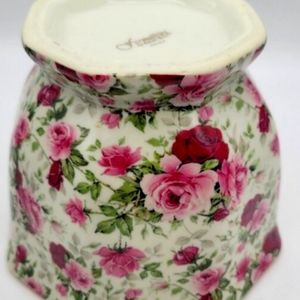 Vintage rose painted flower pot